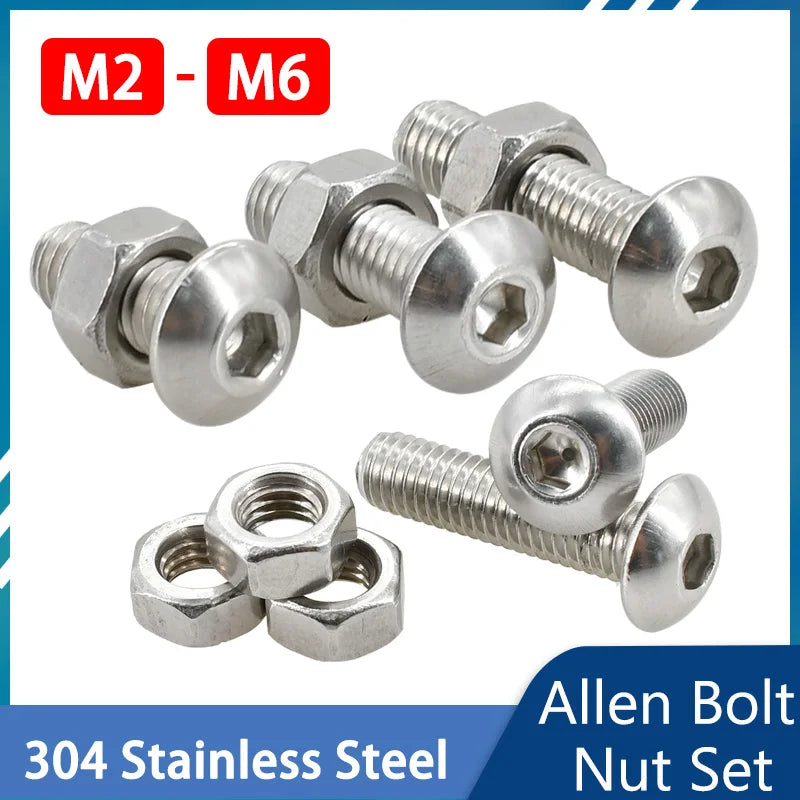M6 Nuts and Bolts Set 304 Stainless Steel Hex Socket