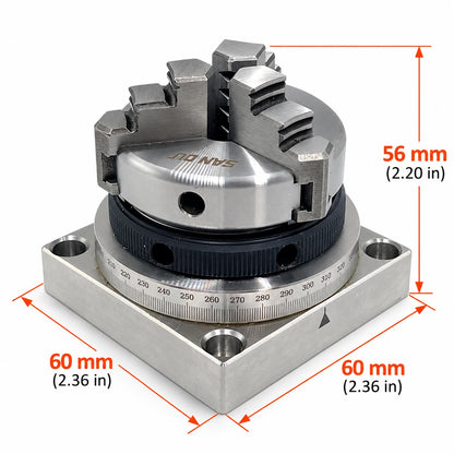 Precision 360° Rotary Table with 3-Jaw Chuck 50mm for Milling & Drilling