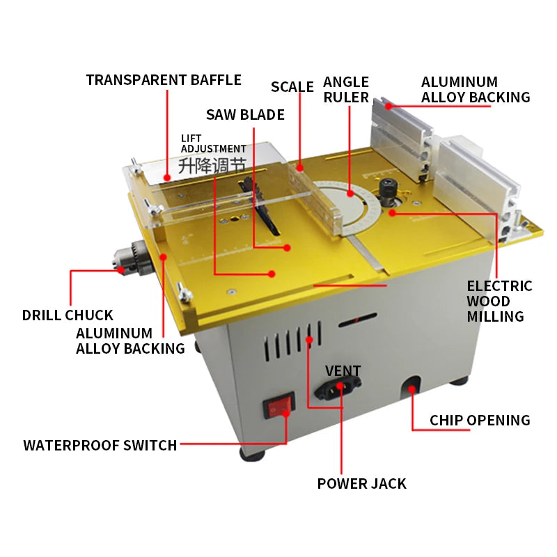 Multifunctional Mini Table Saw 300W (Cutting / Milling / Grinding / Polishing / Drilling / Carving) - Innocraftsman