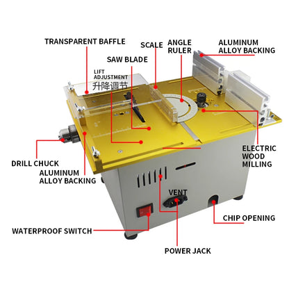 Multifunctional Mini Table Saw 300W (Cutting / Milling / Grinding / Polishing / Drilling / Carving) - Innocraftsman