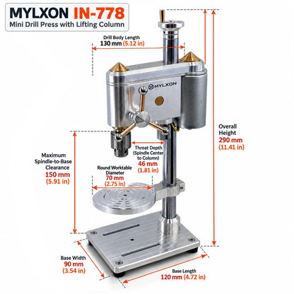 MYLXON IN-778 Precision Mini Drill Press with Lifting Column