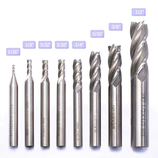 8 PCS High Speed Steel HSS 4 Flute Straight End Mill Milling Cutter Tool Set - Innocraftsman