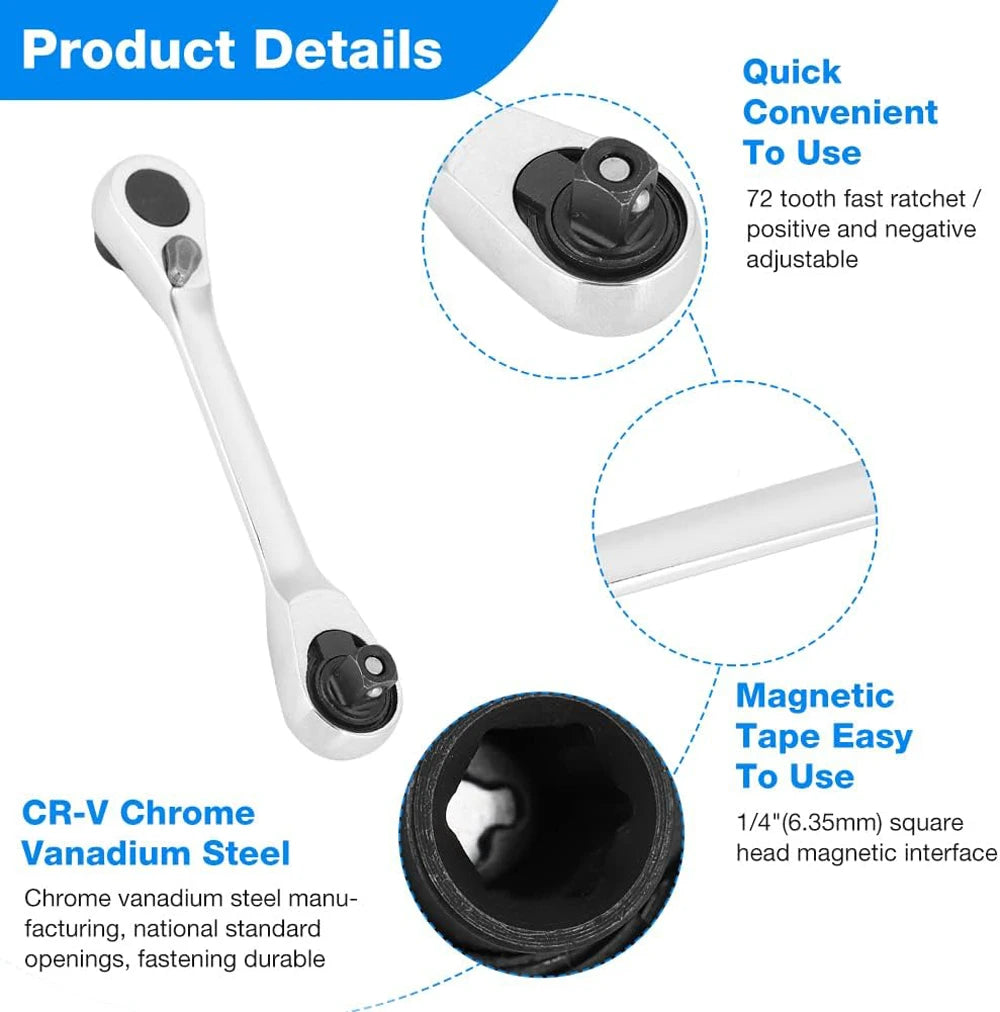 Mini Double Headed Ratchet Wrench 1/4 Inch - Innocraftsman