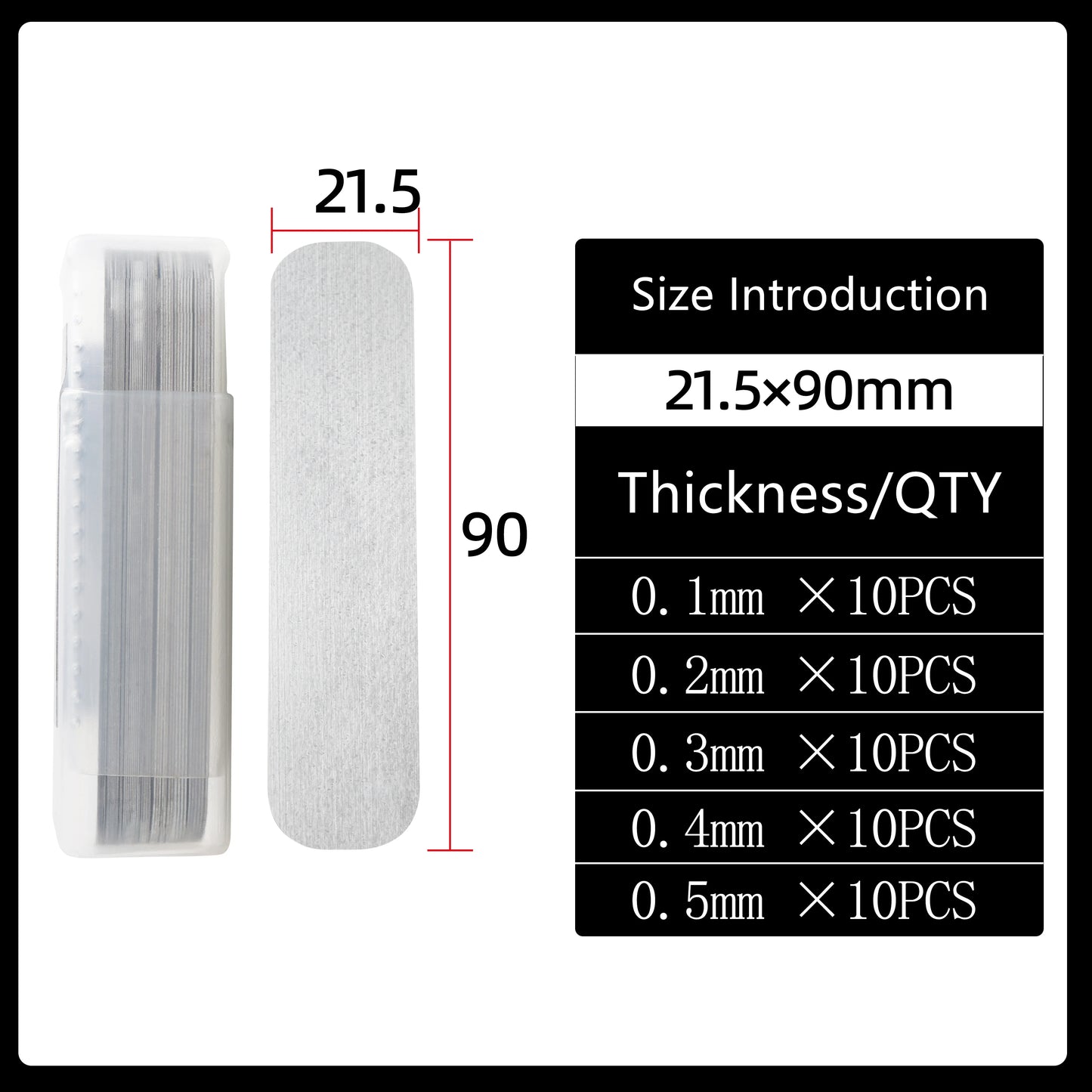 Lathe Tool Height Adjustment Shim Set - 0.1 mm–3.0 mm