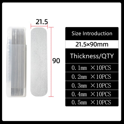 Lathe Tool Height Adjustment Shim Set - 0.1 mm–3.0 mm