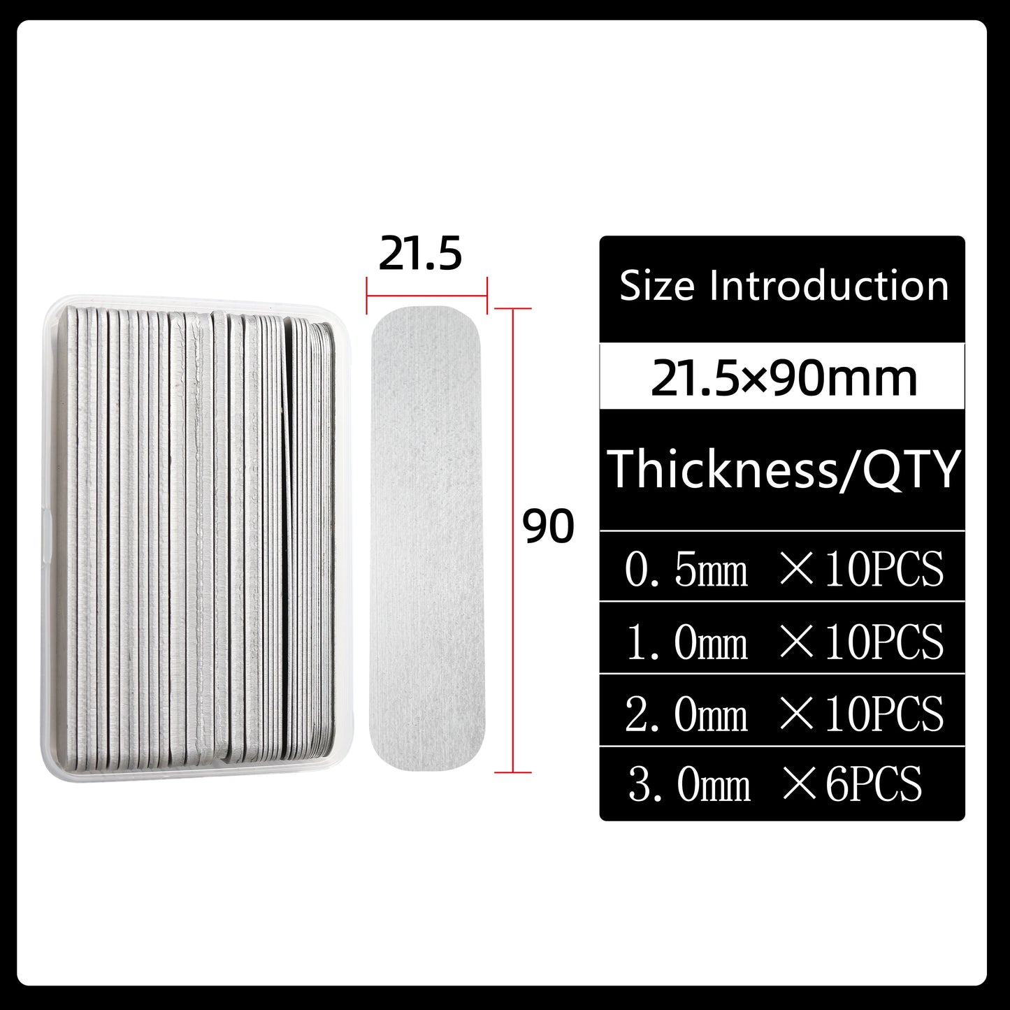 Lathe Tool Height Adjustment Shim Set - 0.1 mm–3.0 mm