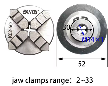 4-Jaw Chuck 50mm for Mini Lathe 80W