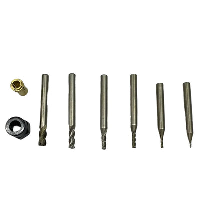 Milling Bits Set (1mm-6mm) with M12 Copper Collet for Mini Milling Machine