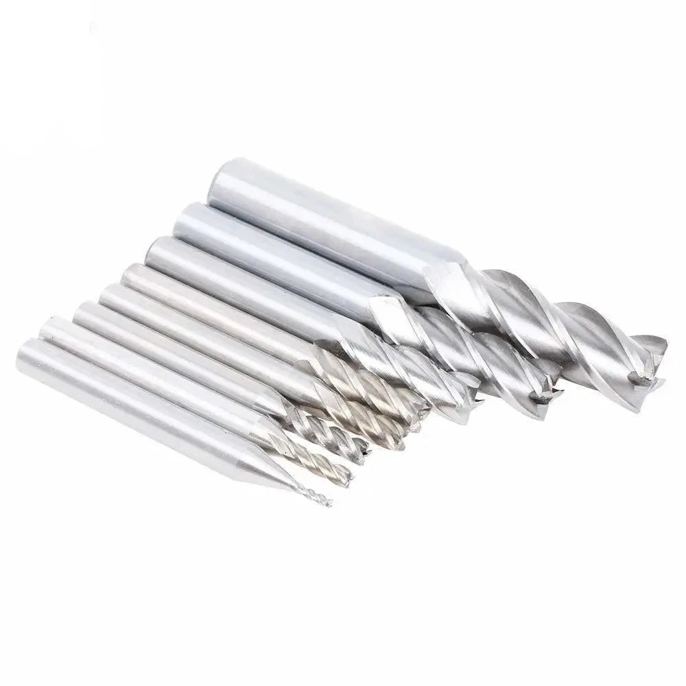 8 PCS High Speed Steel HSS 4 Flute Straight End Mill Milling Cutter Tool Set - Innocraftsman