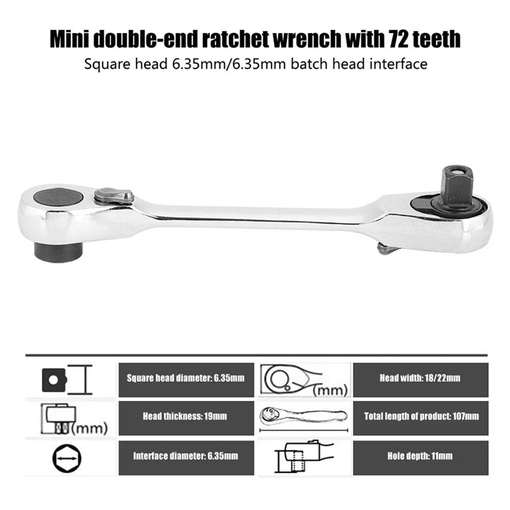 Mini Double Headed Ratchet Wrench 1/4 Inch - Innocraftsman