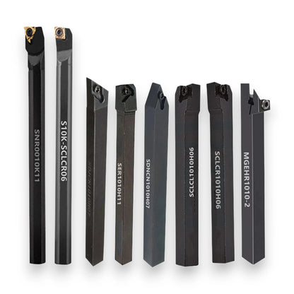 8-Piece 10MM Lathe Turning Tool Holder Set with Inserts & Wrenches