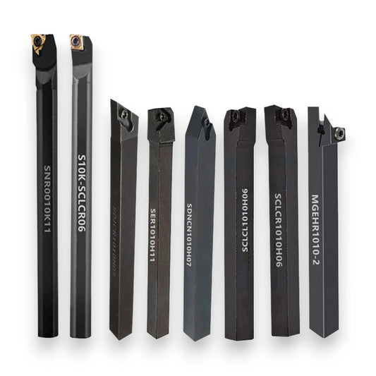 8-Piece 10MM Lathe Turning Tool Holder Set with Inserts & Wrenches
